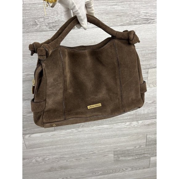 NWT LA GIOE DI TOSCANA Limited Edition Brown Calf Hair Suede Leather Handbag - Picture 3 of 12